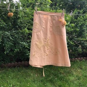 SALE! Vintage beige embroidered wrap skirt
